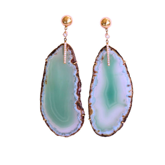 Green Quartz And Diamond Earrings