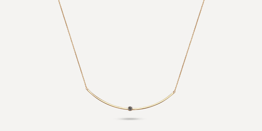 Yellow gold chain necklace infused with gold choker embellished white diamond sparkle. Renews the timeless swing in your heart!   Estimated Diamond Weight: 0.23Carat of Diamond   Gold Weight 18K yellow Gold
