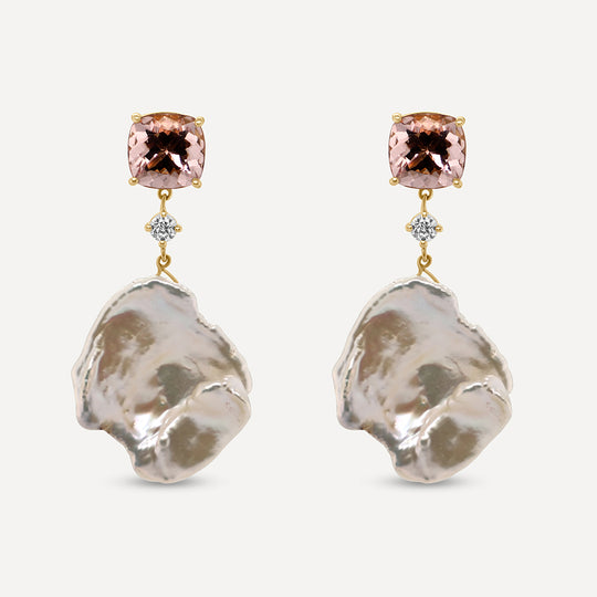 Morganite Pearl Earring