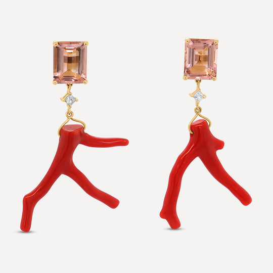 Morganite Coral Earring